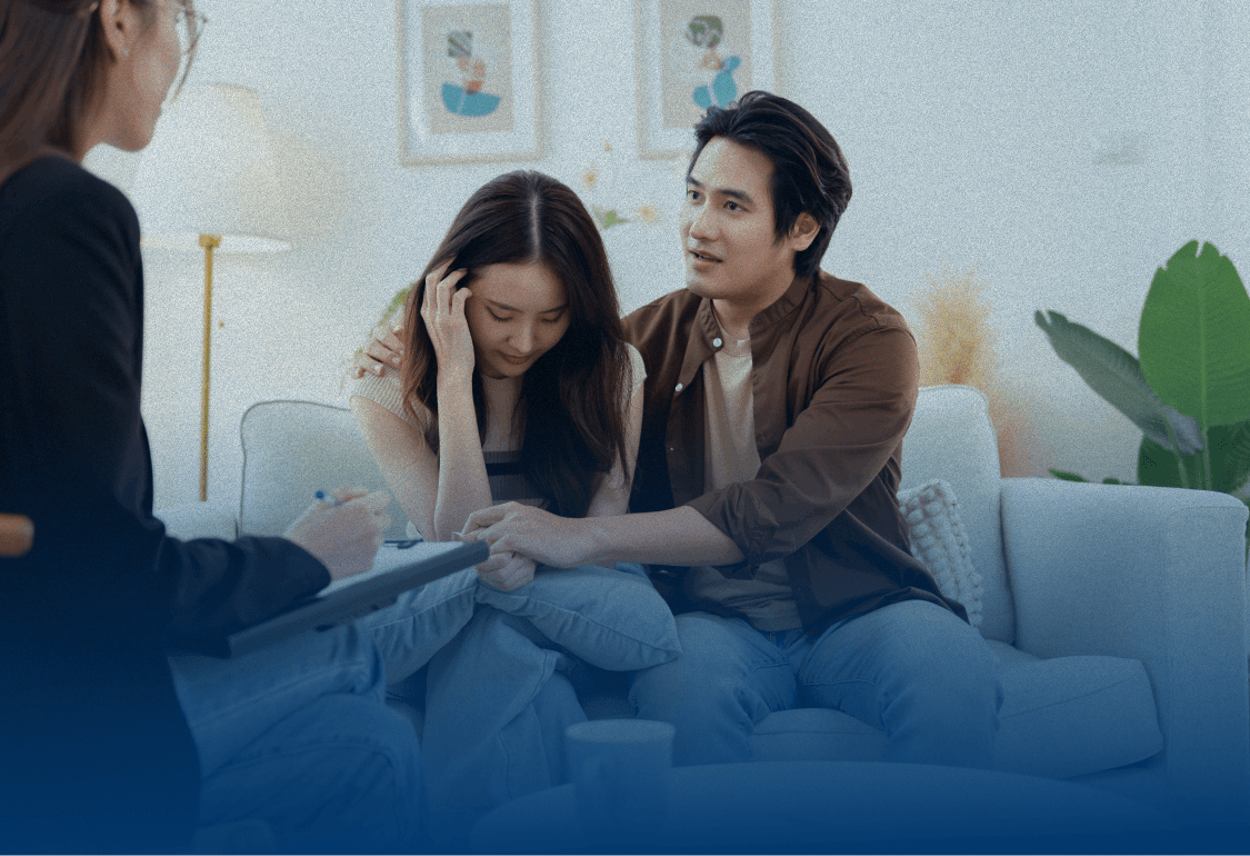 Couple in counseling session discussing relationship issues